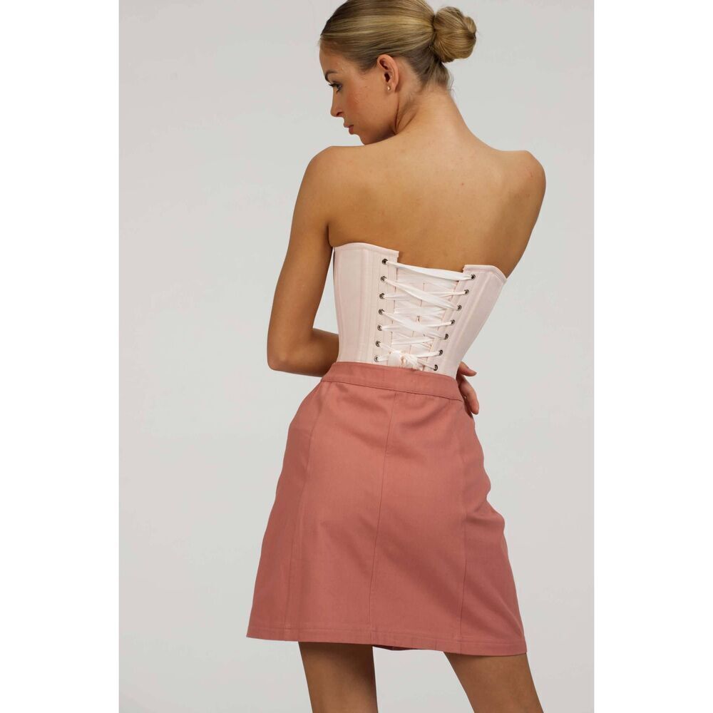 Corset Story Dahlia Prairie Pink Cotton Overbust Corset Zip Front - Picture 4 of 9